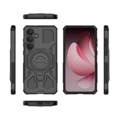 Etui ze stojakiem na Samsunga Galaxy S25 FE z 2 szt. folii na ekran WANLONFENG Seria KJ PC TPU Pokrowiec na telefon (Duży otwór soczewki)