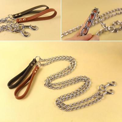 3 Colors Bite Proof Heavy Duty Chain Dog Leash Pet Metal Lead Handle Trigger Hook Pet Training Collar Leash Necklace Dog Product