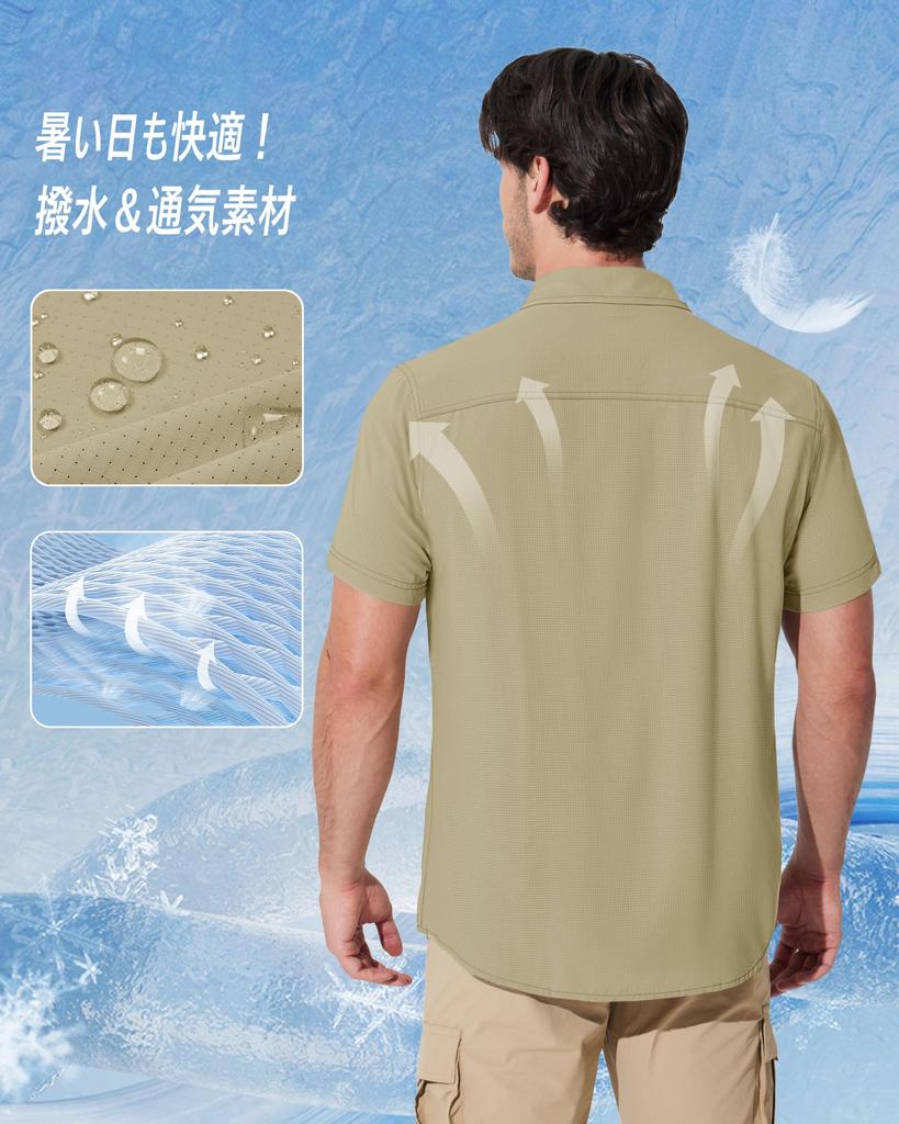 MAGCOMSEN Short Sleeve Military Stretch Work Top for Summer Light Size 2XL Men's Shirt, Cooling, Outdoor, Lightweight, Moisture-Wicking, Quick-Drying,