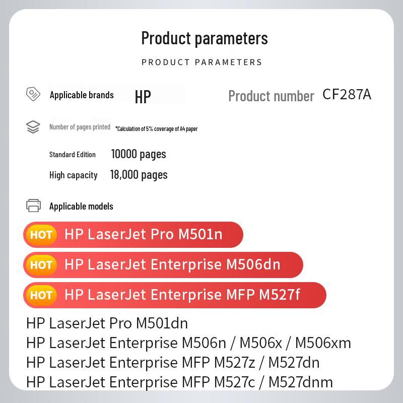 Compatible HP CF287A High Yield Black Toner Cartridge