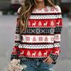 Women's Casual Neck Long Sleeve Raglan Christmas Print Pullover Sweatshirt