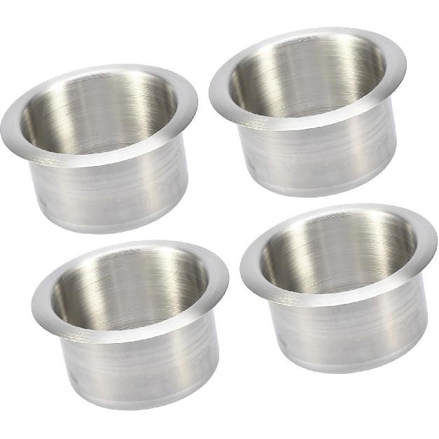 

4pcs Stainless Steel Cup Drink Holder Insert Replacement Silver Tone for Boats RVs Auto Replacement Parts