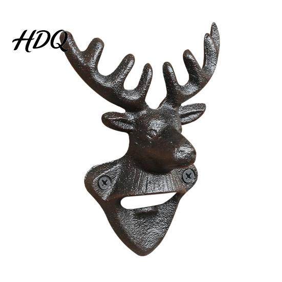 Wall Bottle Opener For Bar Elk Cow Head Opener Mounted Beer Cap Remover Rustic Iron for Home Bar Industrial Decor