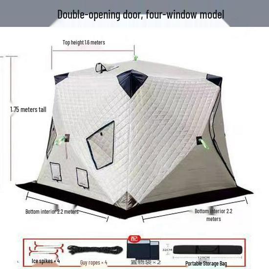 Portable Winter Ice Fishing & Camping Shelter: Thick Cotton-Padded, Windproof, Warm, and Cold Protection Tent
