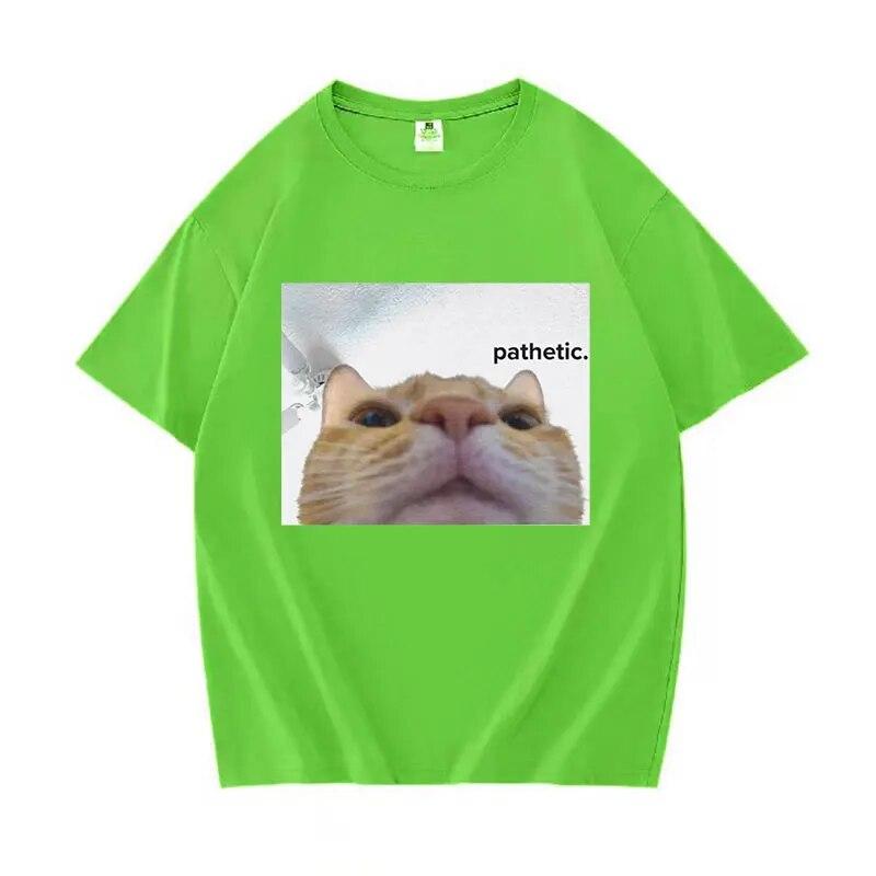 Funny Patetic Cat Meme Grafiske T-skjorter Unisex kvinner Mote Uformelt kortermet T-skjorte Sommer O-hals 100 % bomull Oversized T-skjorter
