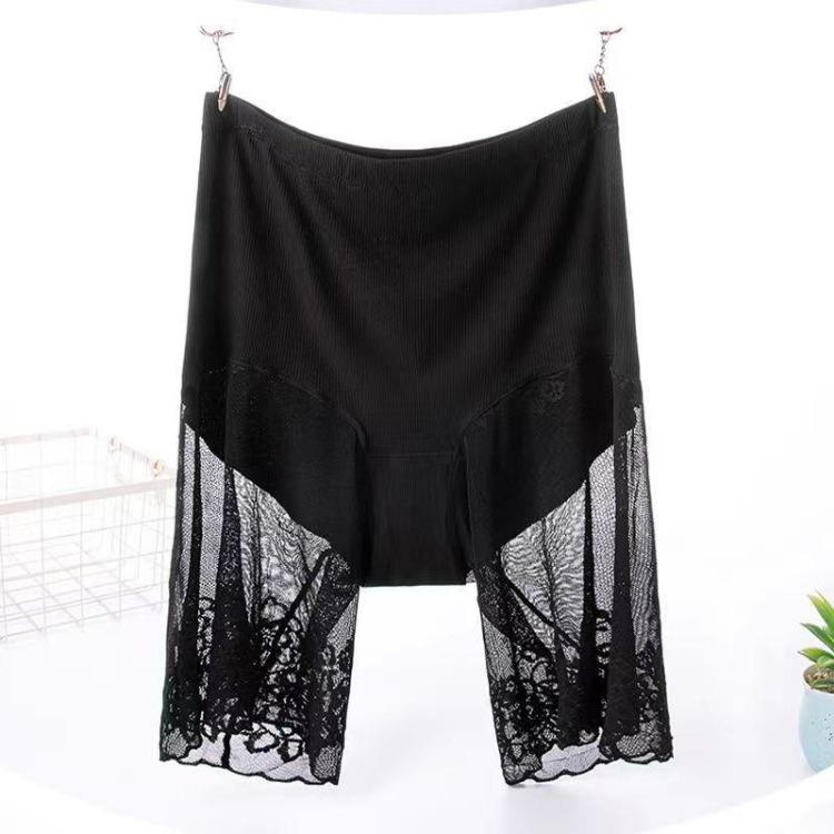 

Summer Women Safety Shorts Plus Size 5XL High Waist Sexy Lace Boxers Panties Anti Chafing Pants Solid Color 5XL Weight(90-115kg) чорний