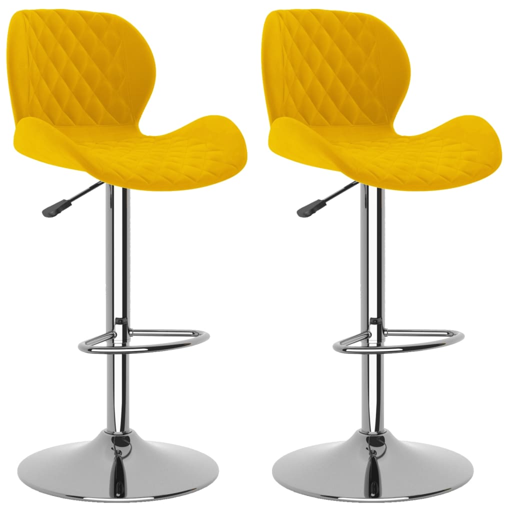 Bar Stool Set 2 Pcs Mustard Yellow Velvet