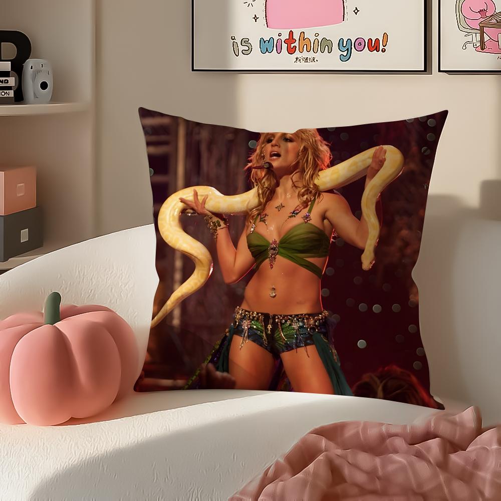 Pop Superstar BBritney Spears Cushion Cover Pillowcase Short Plush Invisible Zipper Room Sofa Cushion Cover
