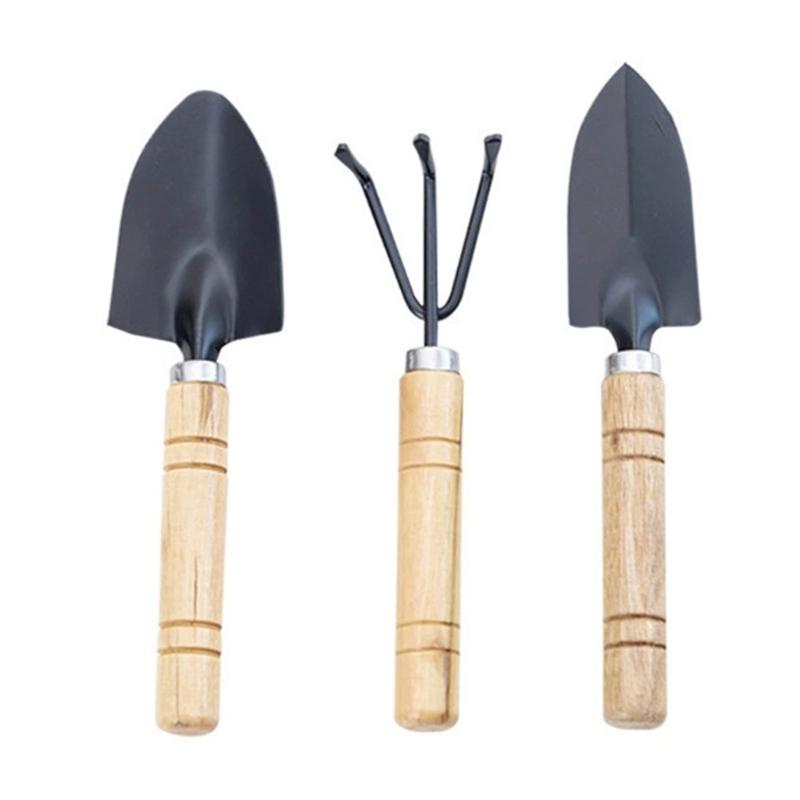 Horticultural Gardening Hand Tool Set of 3 with Metal Shovel Trowel and Rakes Suitable for Home Garden and Balcony Plant