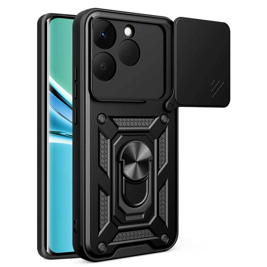 For Realme 15T 5G Case with Slide Camera Lid PC + TPU Kickstand Phone Cover