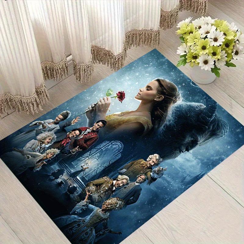 1pc Beauty and the Beast Carpet Area Rug, Bedroom, and Playroom Durable, Stain-Resistant, and Easy To Clean, Living Room