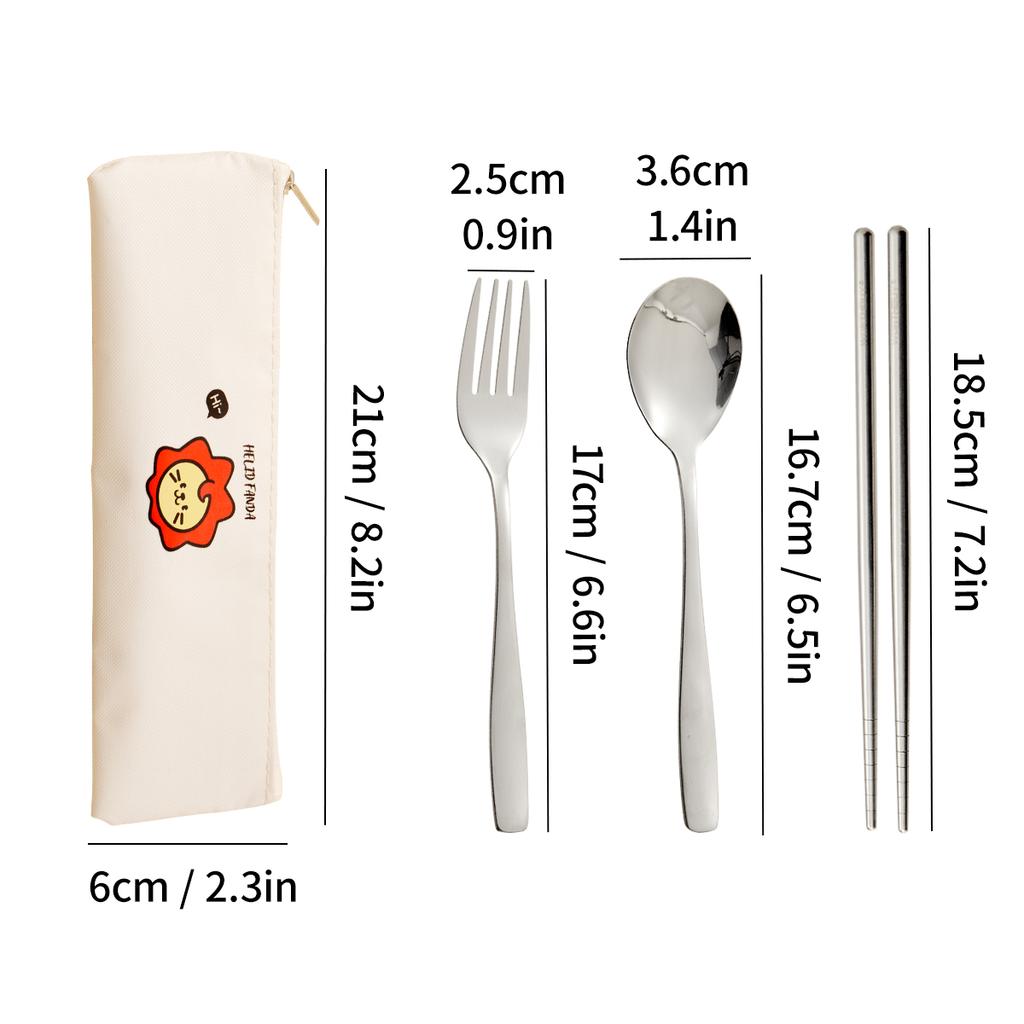 WORTHBUY Dinnerware Set Stainless Steel Cutlery Set With Tableware Bag Kitchen Utensil Travel Portable Spoon Fork Chopsticks