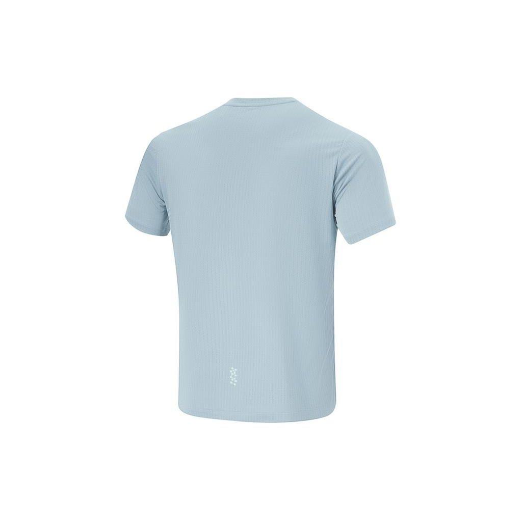 Li Ning Running Series Solid Color Reflective Crew Neck Short Sleeve T-Shirt Men Tops Fish-Eye-Green ATSU199-7