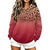 Women's Casual Gradient Leopard Print Hoodie Pullover Sweatshirt Long Sleeve Top for Fall and Winter