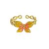 Enamel Color Gradual Change Color Butterfly Open Ring Palace Style Temperament Advanced Sense Light Luxury Personality Ring Woman