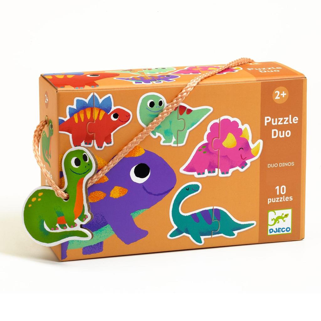 DJECO Puzzle Duo Dino Puzzle, 2-Piece Jigsaw Puzzle, Educational Toy with Picture Matching, Ages 18 Months, 2 Years, 3 Years, Boys and Girls,