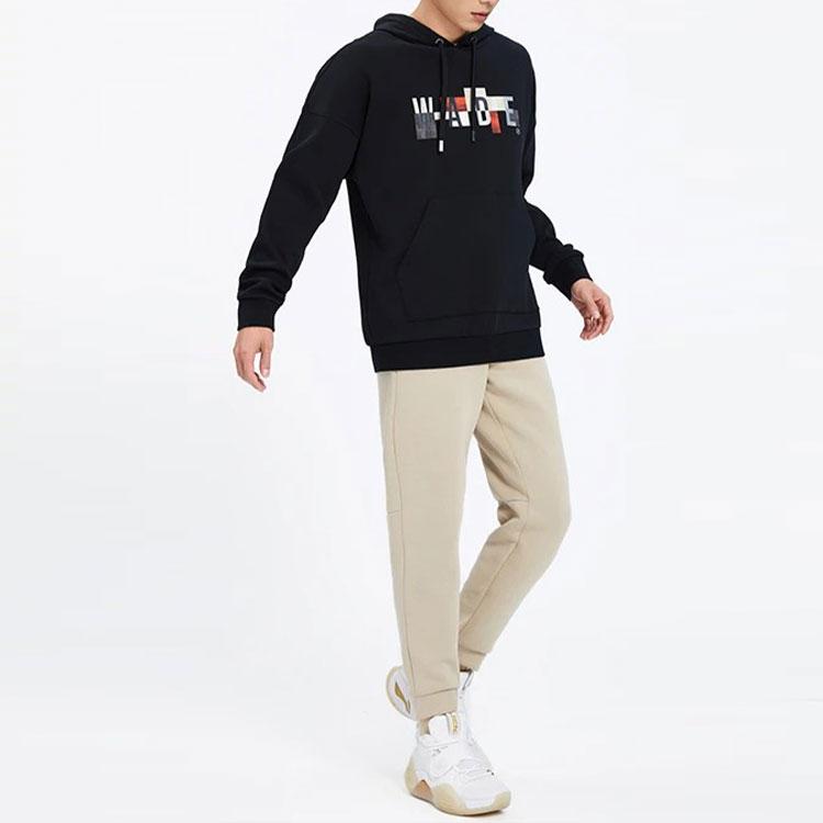 Li-Ning Letter Print Sports Pullover Hoodie Men Hoodies Black AWDS111-1