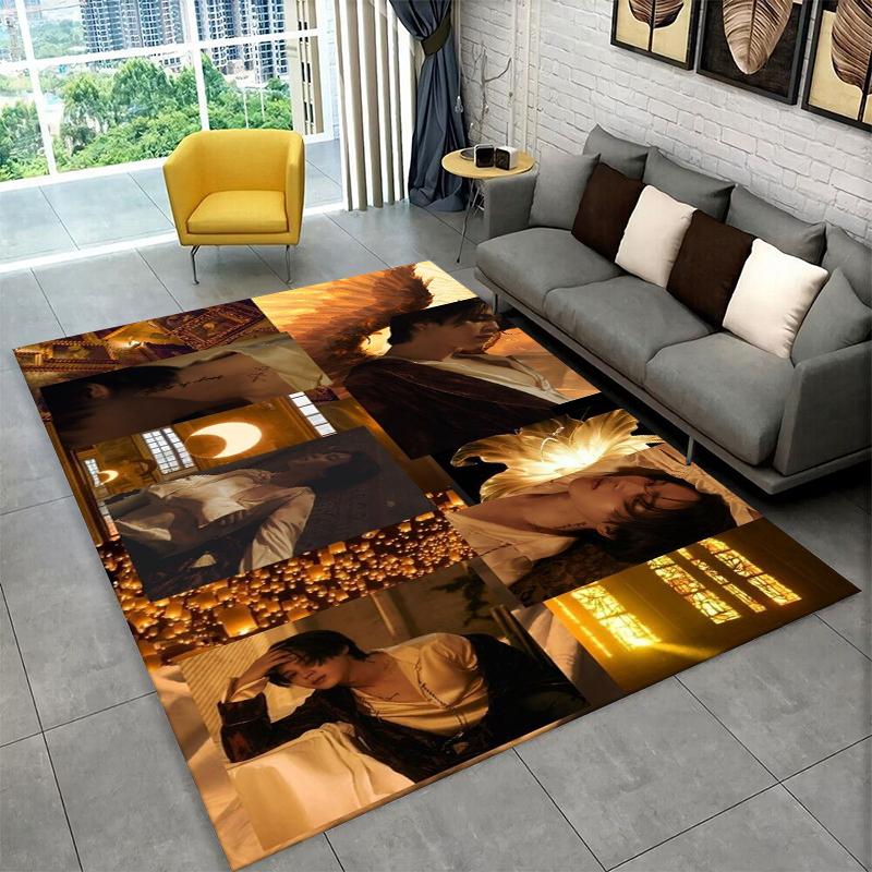 Kpop B-BTS JIMIN Star Carpet Rug for Playroom Bedroom Living Room Sofa Home Decor,kid Area Rug Non-slip Floor Mat Gift