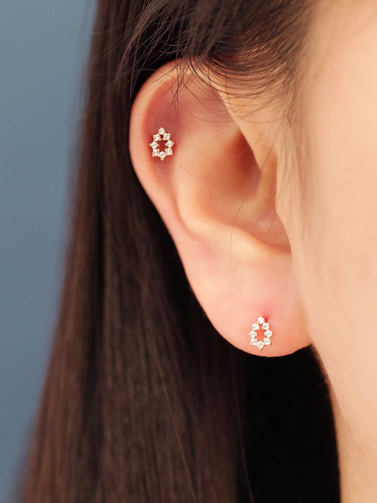 Minimalpiercing 14K Crystal Teardrop Piercing Earrings