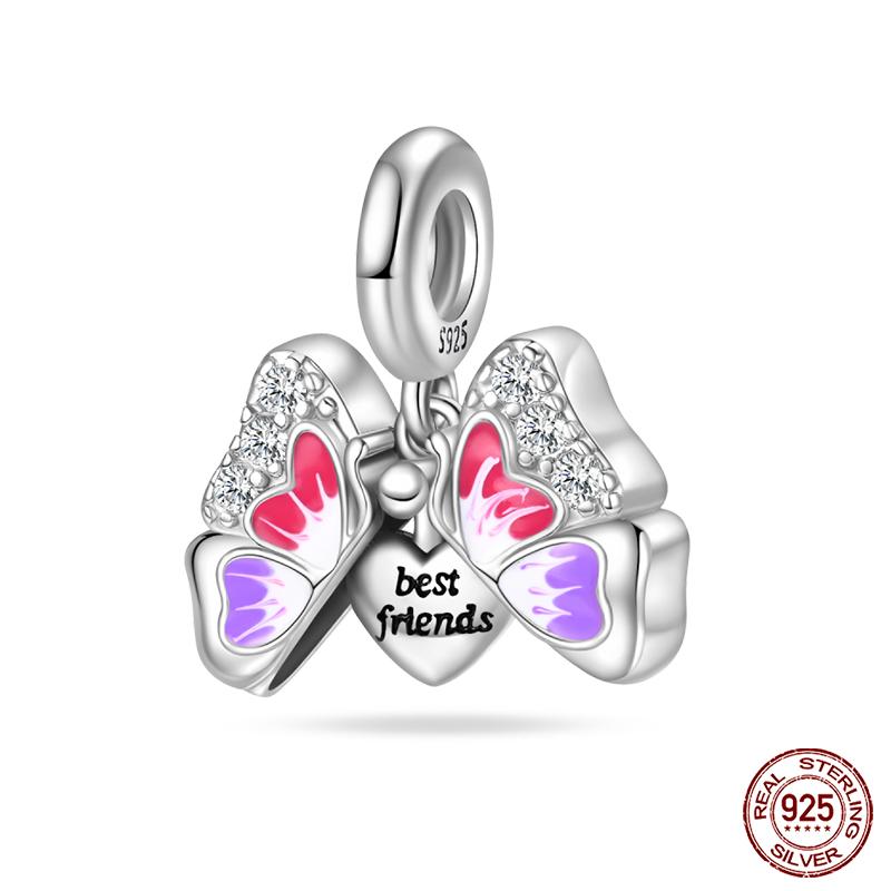 New Copper Heart Shaped Cat Claw Butterfly Four Leaf Clover Charms Beads Fit Qikaola Original Bracelets Diy Jewelry