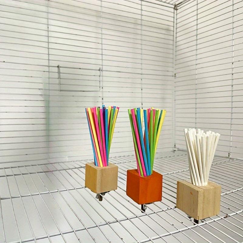 Parrot Wooden Toy Rainbow Paper Stick Grinding Teeth, Biting, and Ventilating Swing Stand Stick