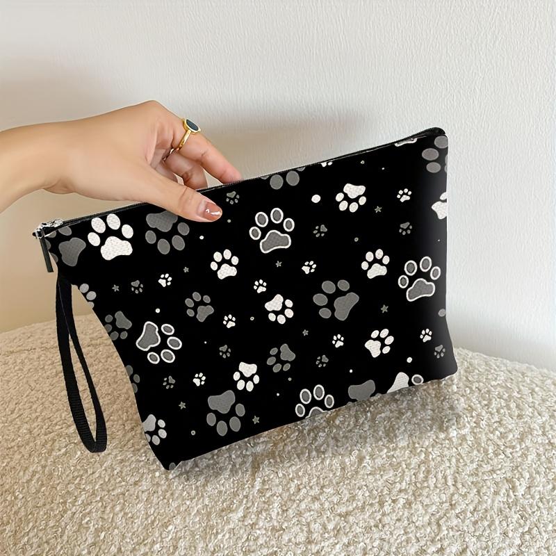 1pc Cute Paw Print Makeup Bag - Large Capacity Portable Toiletry Organizer with Zipper Closure, Durable Fabric for Travel, Gym