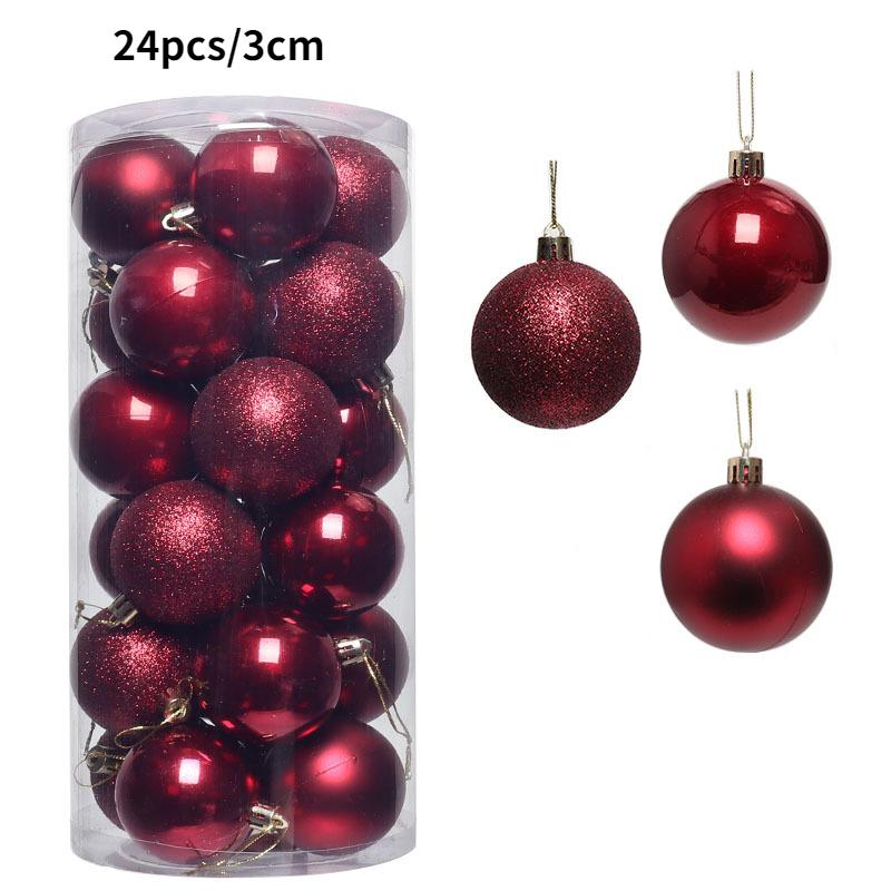 

24/36 Pcs Christmas Balls New Year Party Decoration Xmas Tree Ornaments Christmas Hanging Ornament Home Decor Gifts Navidad 2025 Other вино красного