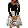 Ladies' Christmas Printed Casual And Fashionable V-neck Long Sleeved Dress