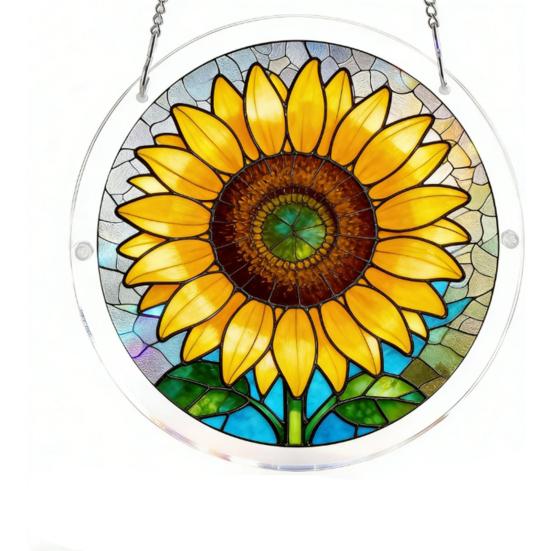 Stained Glass Effect Puzzle Acrylic Sunset DIY Suncatcher Colorful Window Hanging Ornament