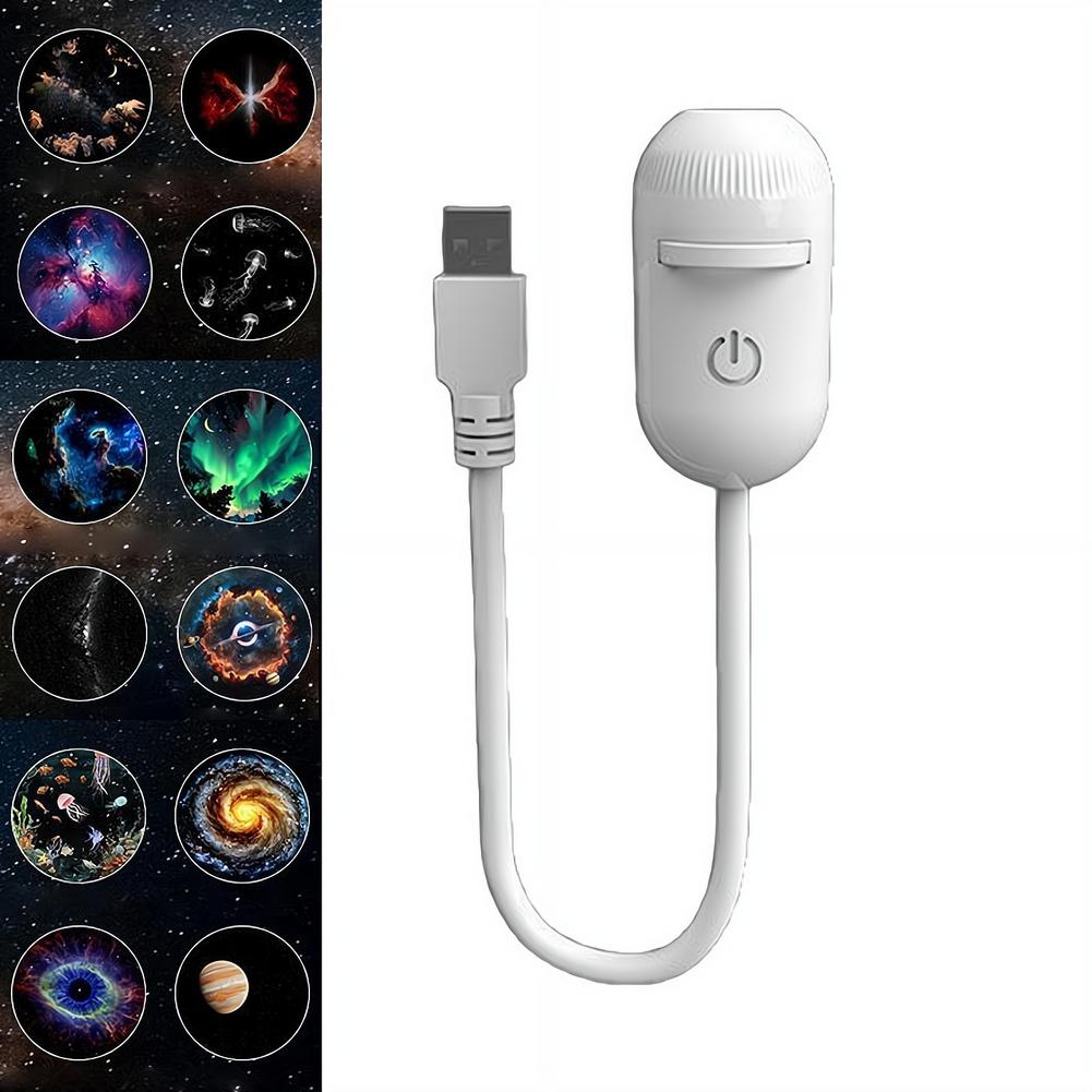 2-in-1 LED Galaxy Star Projector Night Light 360° Rotation USB Starry Sky Ambient Lamp Sleep Mood Light Home Bedroom Party Decor
