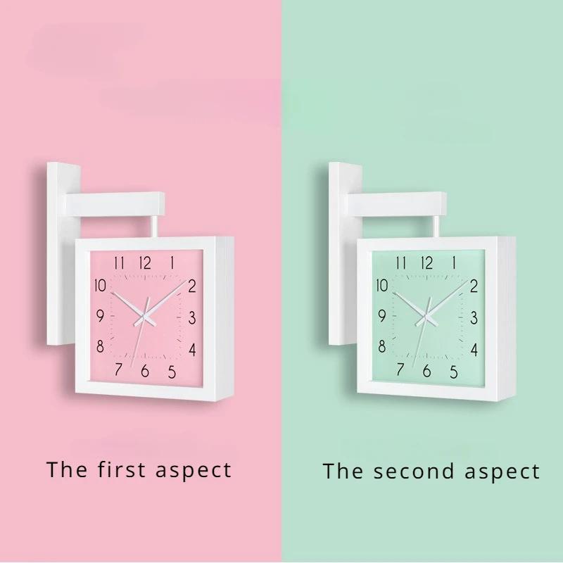 Wooden Double Sided Wall Clocks Silent Corner Wall Clocks Japanese Style Interior Room Decorative Framework Desk Decorations