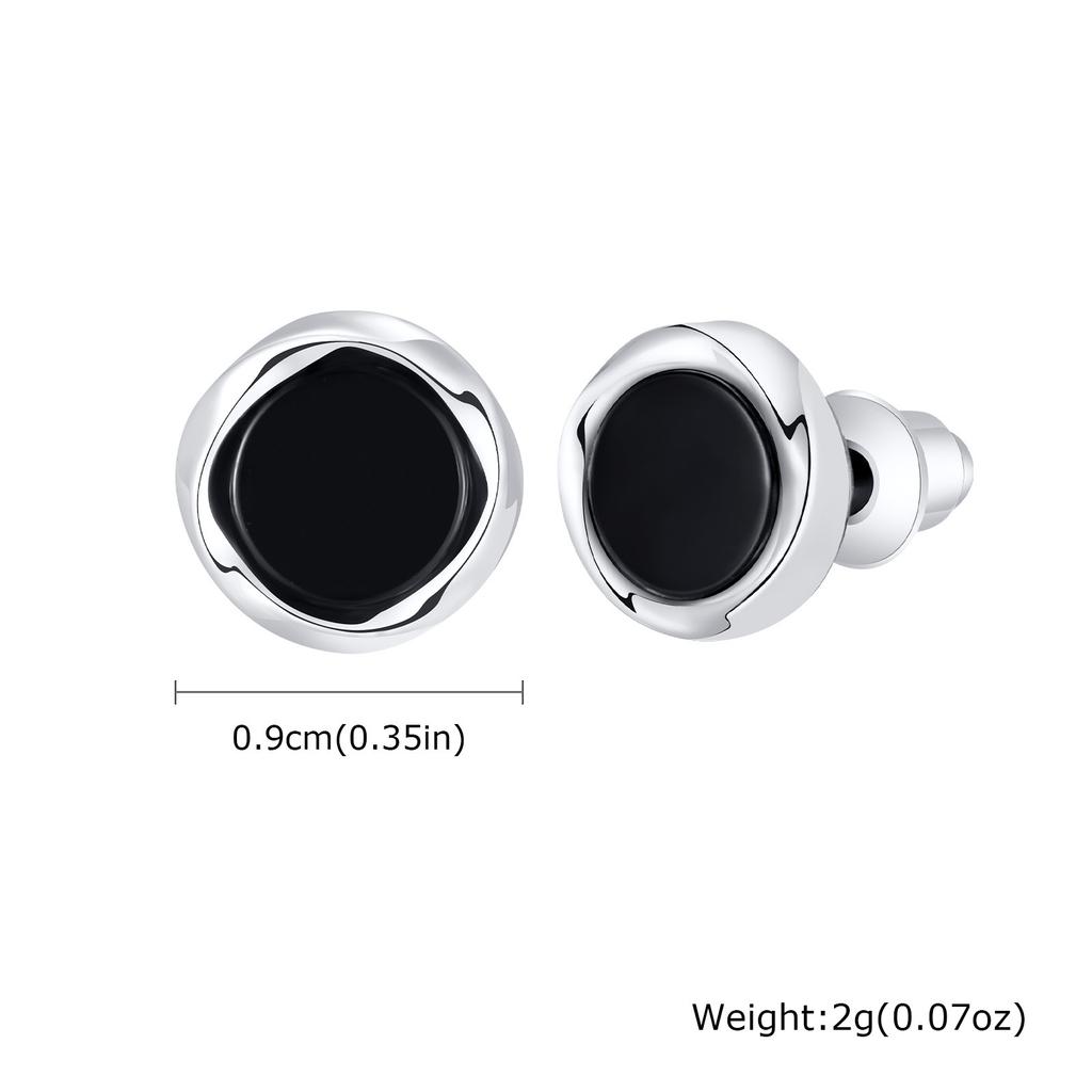 Small Huggies Earrings for Men Boys,Black Round Metal Stud Earrings,Hip Hop Jewerlry Gifts