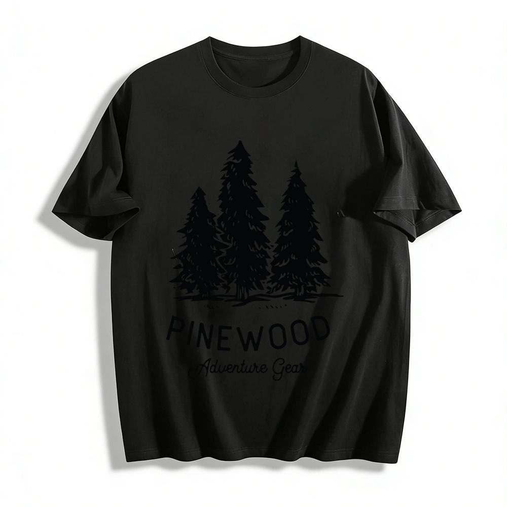 

Pinewood Print Casual Long Sleeve Tee For Outdoor Camping Pure cotton T-shirt XXS