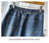Autumn Women's Plus-Size Denim A-line Skirt with Front Slit, High Stretch, and Slimming Fit