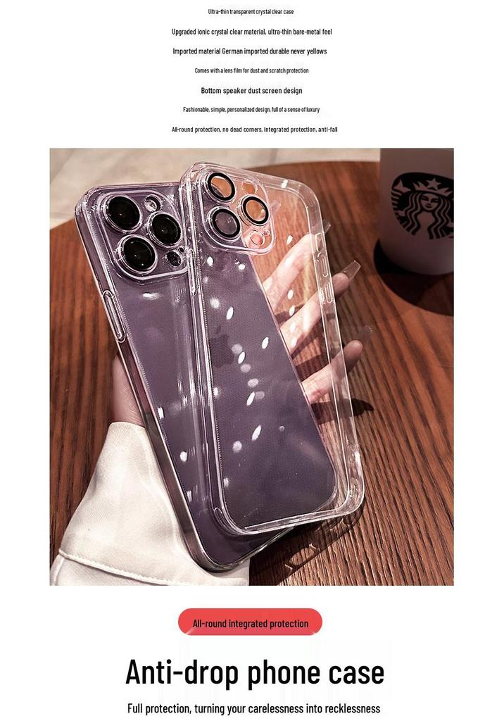 iPhone 17 Pro Max Soft Case with Built-in Screen Protector, High Transparency, Full Coverage, Drop-Proof