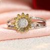 Vintage Inlaid White CZ Sunflower Women's Ring Design Gold Color Hand Carving Daily Wear Party Jewelry Anniversary Gift