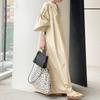 Abito da donna in lino e cotone primaverile e autunnale Abito da donna lungo casual allentato semplice giapponese taglie forti