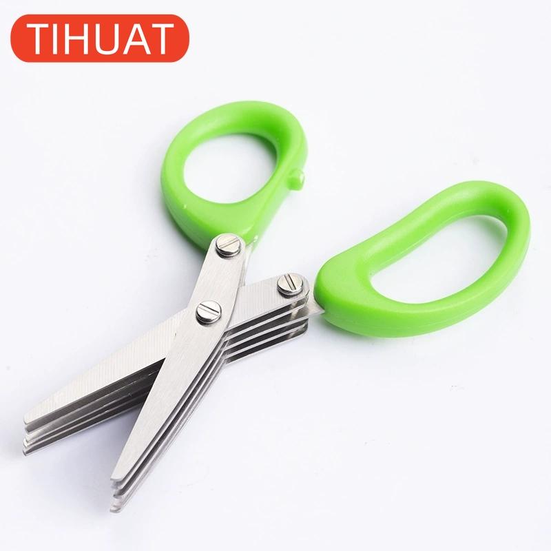 3/5vrstvý multifunkční kuchyňský nůž Nerezové vícevrstvé nůžky Nůžky na koření