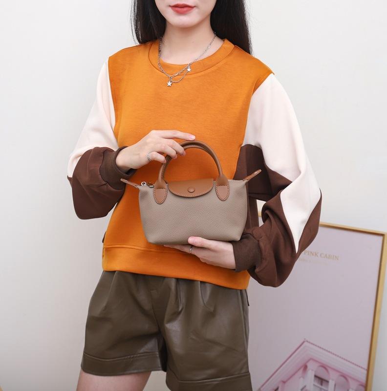 Borsa a Spalla in Pelle di Mucca Primo Strato Borsa a Tracolla da Donna Borsa a Mano a Forma di Raviolo Piccola Borsa Colore a Contrasto 6825