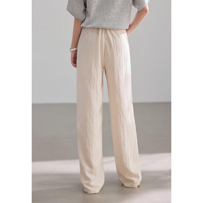 VICTORIA&VERA Linen-Blend Straight Leg Casual Pants