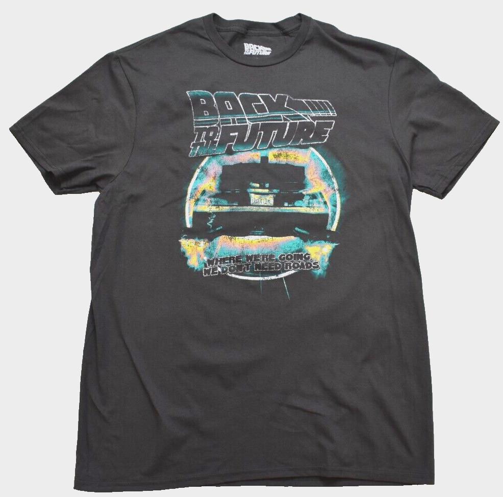 Back To The Future Mens Where We're Going, We Don't Need Roads Shirt New Large