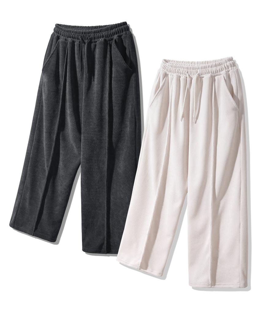 ALVINCLO [2Pack] Cozy Velour Pintuck Wide Pants 2-Piece Package