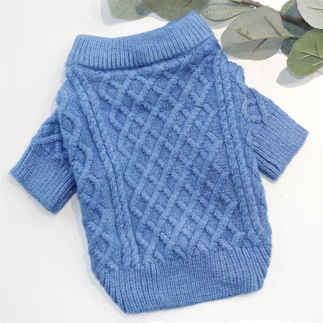 Blue Dog Sweater Creative Letter Puppy Knit Sweater Pet Fall/Winter Apparel Teddy Warm Pullover Bichon Soft Home Clothes