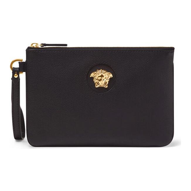 

Versace La Medusa Leather Pouch Black Women Pouches 1000743-DVIT3T-1B00V Basic Set (Bag+Dust Bag)