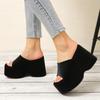 Thick-soled Wedge Heels One-shoulder Shoes Women's High Heels Beach Flip-flops