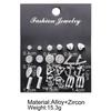 12pairs/set Fashion Hollow Out Delicate Diamond Earrings Set