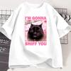 Im Gonna Sniff You Funny Cat Meme Tee Shirt for Woman and Man Brainrot Cats T-shirt Silly Joke Unhinged Tshirt Unisex Tee