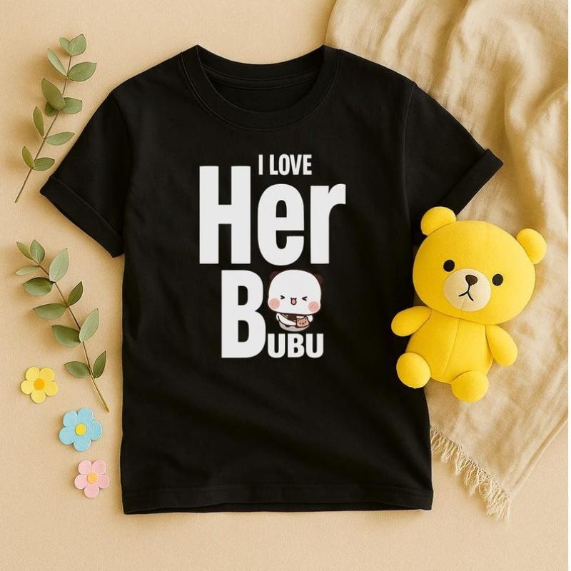 

Lovely Bubu Dudu Couple Kawaii Shirts Matching Bear Unisex TShirts High Quality Cotton Casual Style Regular Short Sleeve 3XL