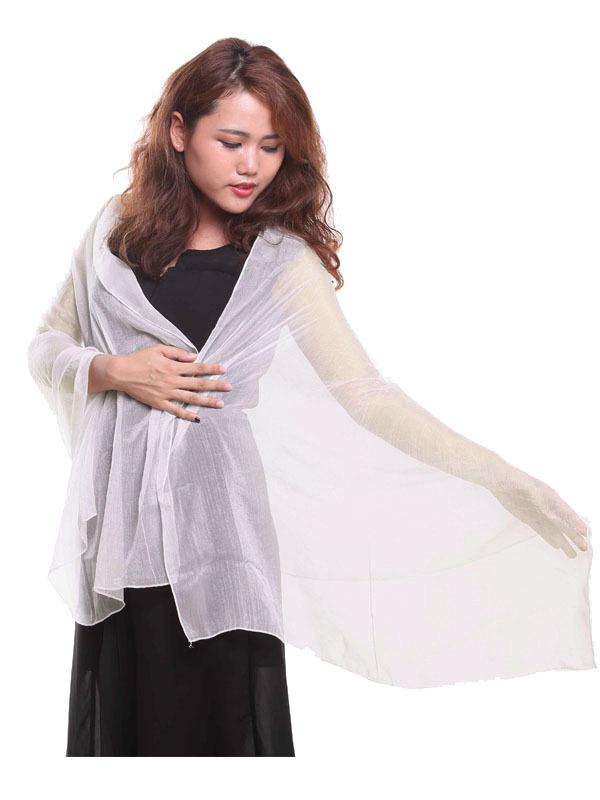 Women's 180cm Rectangular Silk Scarf with Glittered Design