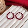 Ancola Red Silver Needle Flocked Round Ear Cuffs: Fashionable, Simple, Versatile High-end Temperament Earrings